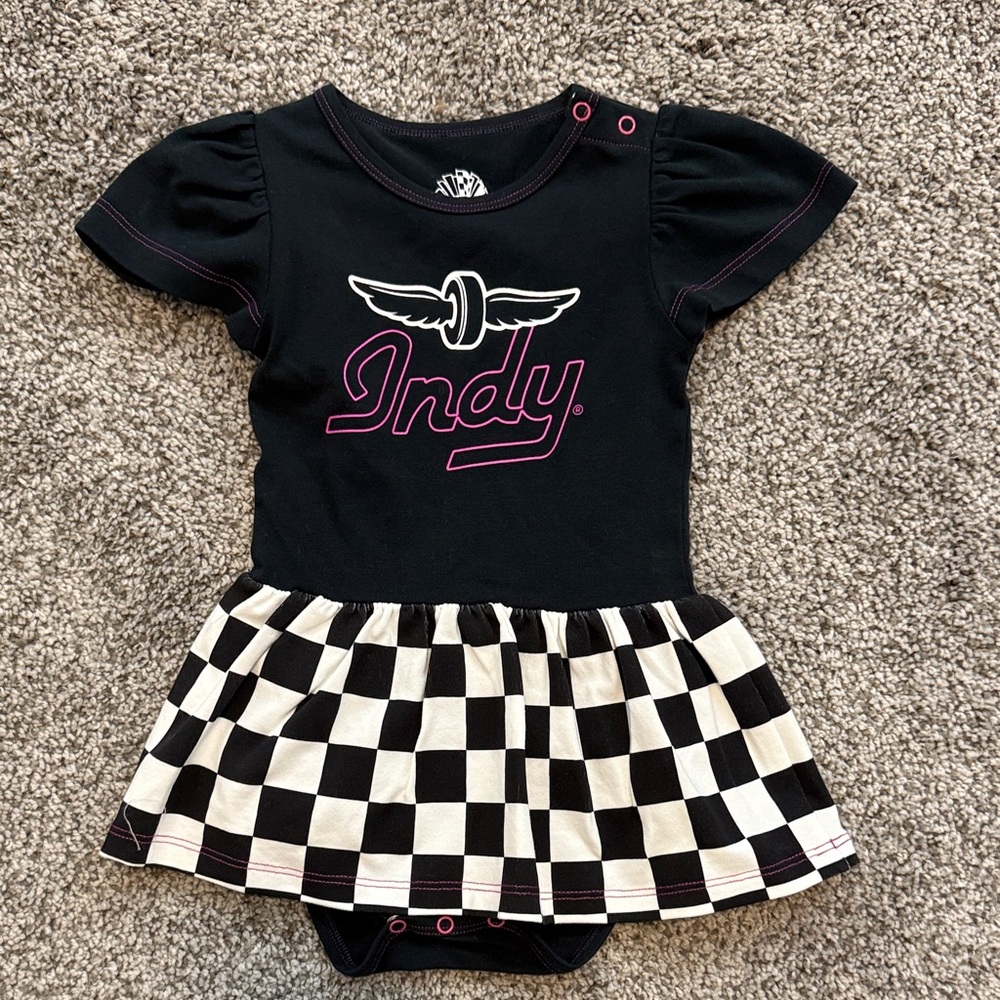 Indy Black and White Checkered Baby Dress, 6 months